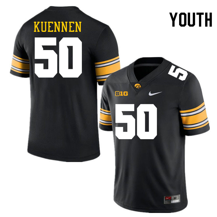 Youth #50 Ryan Kuennen Iowa Hawkeyes College Football Jerseys Stitched-Black